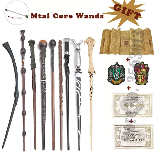 Harrypotter Metal Core Wand With Free Gift of Mauraders Map, 2 House Labels and Platform Ticket